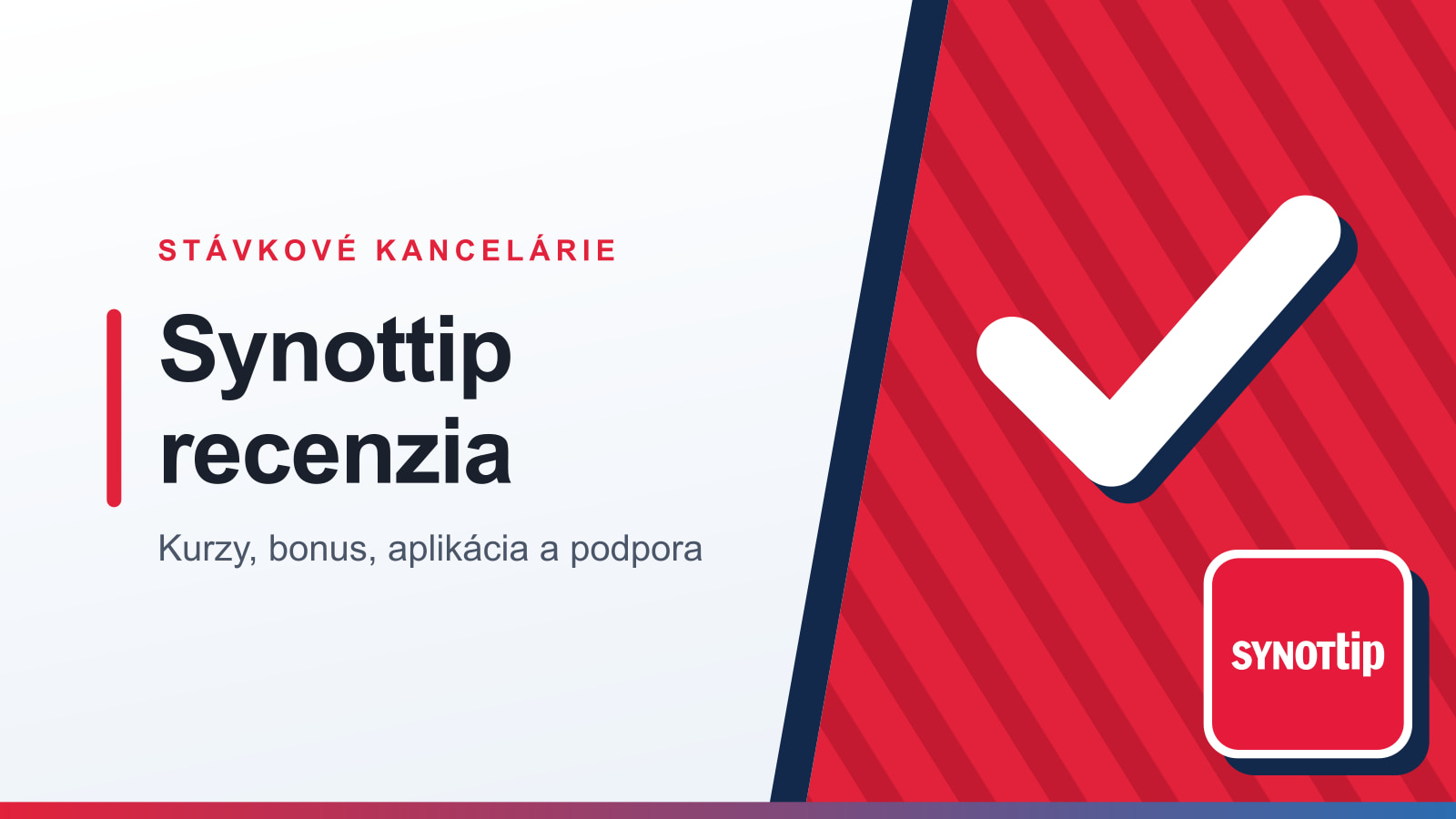 Grafika rubriky Stávkové kancelárie s nadpisom Synottip recenzia a podtitulom Kurzy, bonus, aplikácia a podpora