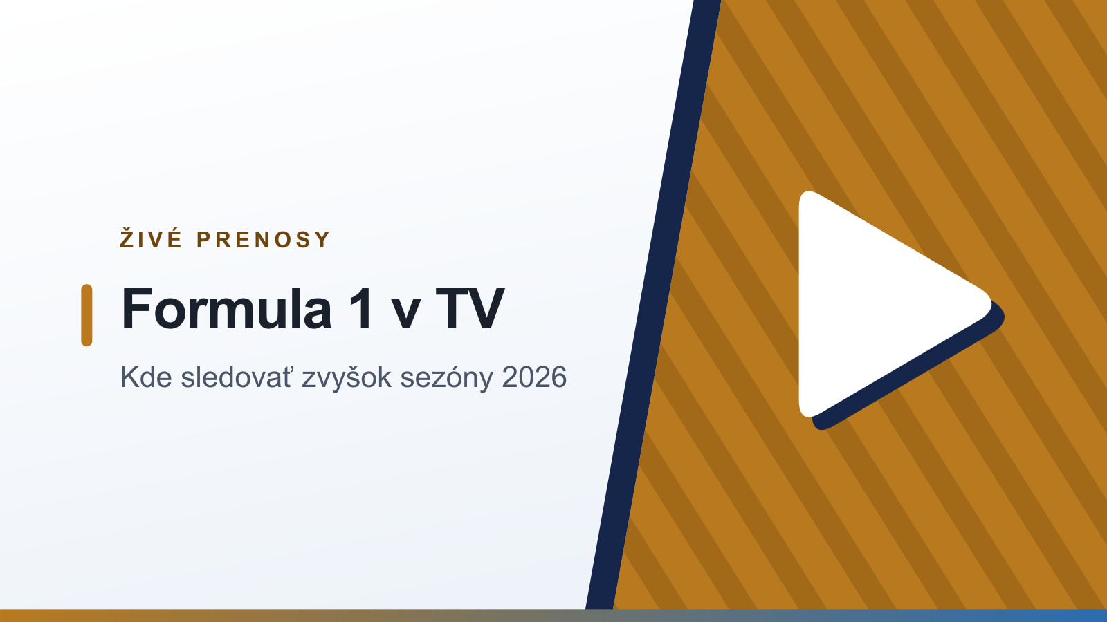 Grafika rubriky Živé prenosy s nadpisom Formula 1 v TV a podtitulom Kde sledovať zvyšok sezóny 2026