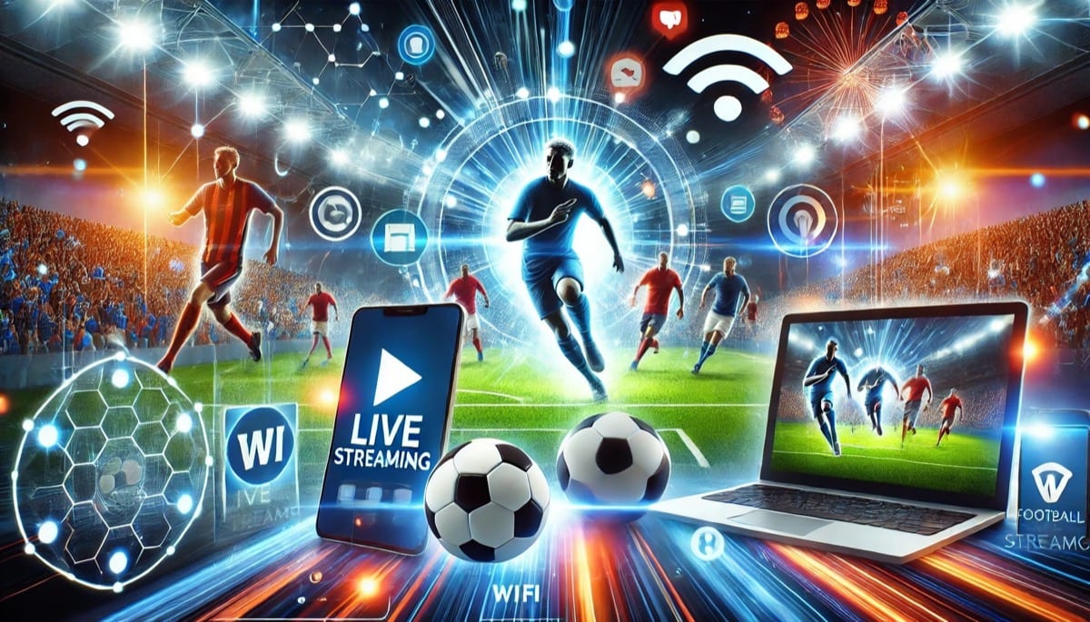 Futbalisti v zápase na trávniku, pohľad z tribúny