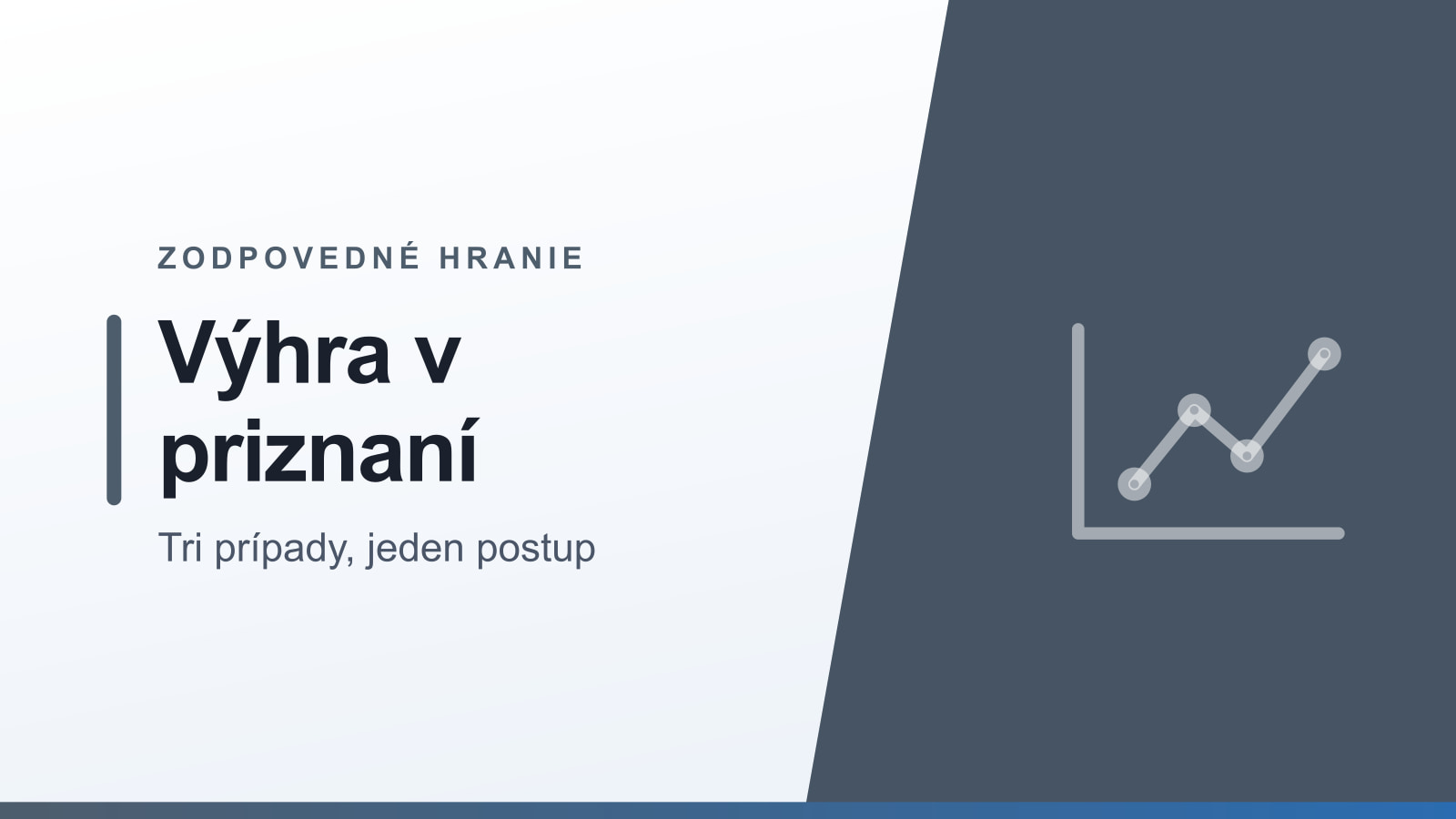 Grafika rubriky Zodpovedné hranie s nadpisom Výhra v priznaní a podtitulom Tri prípady, jeden postup