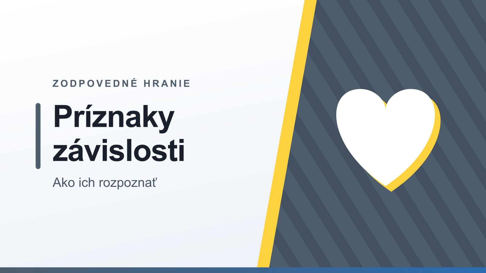 Grafika rubriky Zodpovedné hranie s nadpisom Príznaky závislosti a podtitulom Ako ich rozpoznať