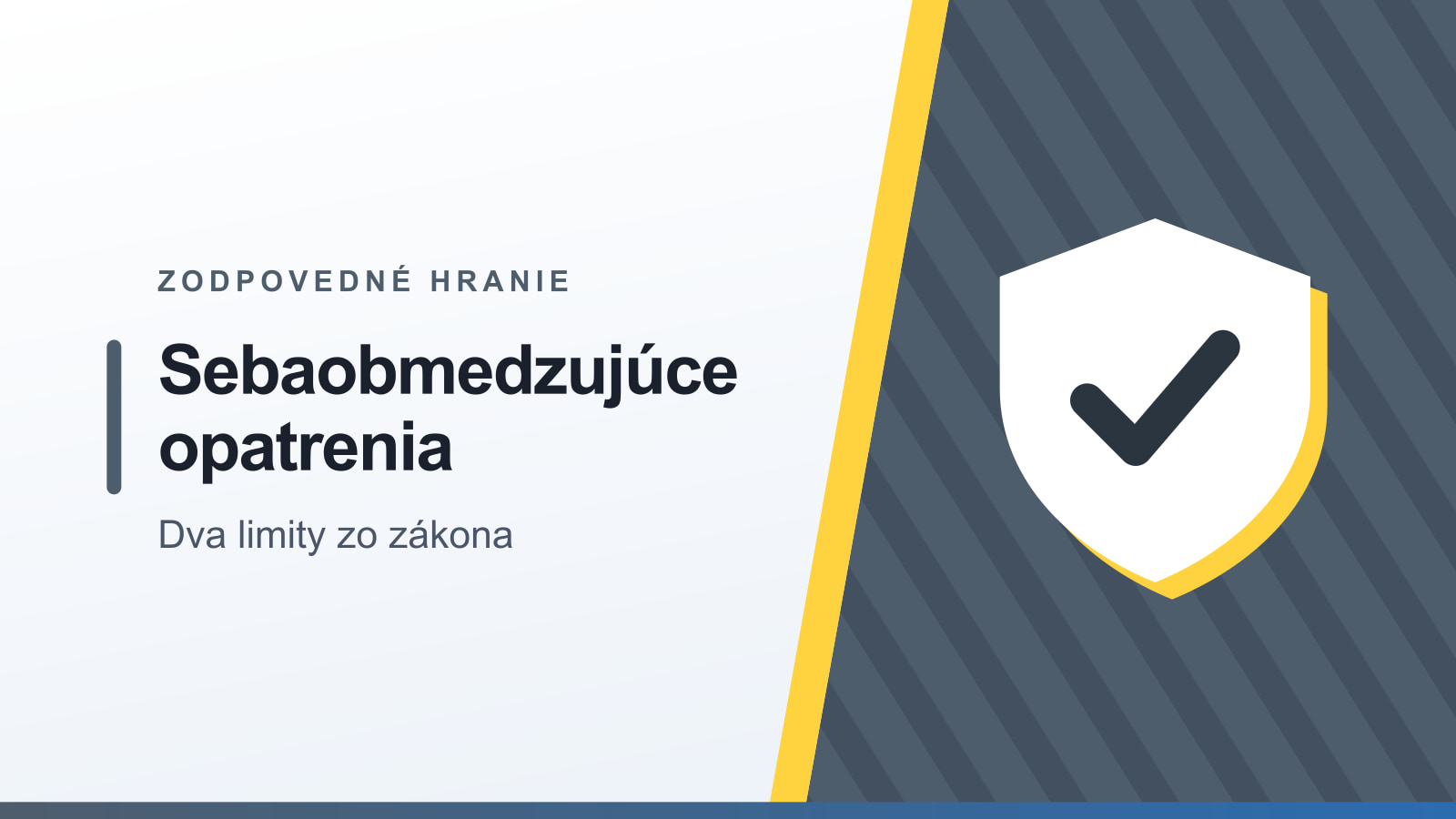 Grafika rubriky Zodpovedné hranie s nadpisom Sebaobmedzujúce opatrenia a podtitulom Dva limity zo zákona
