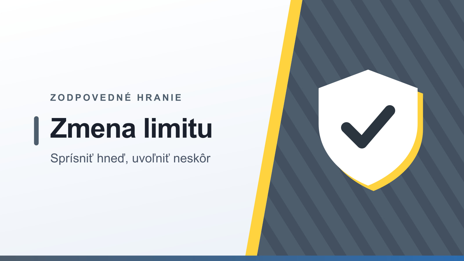 Grafika rubriky Zodpovedné hranie s nadpisom Zmena limitu a podtitulom Sprísniť hneď, uvoľniť neskôr